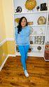 French Terry acid wash- two piece set (deep sky)
